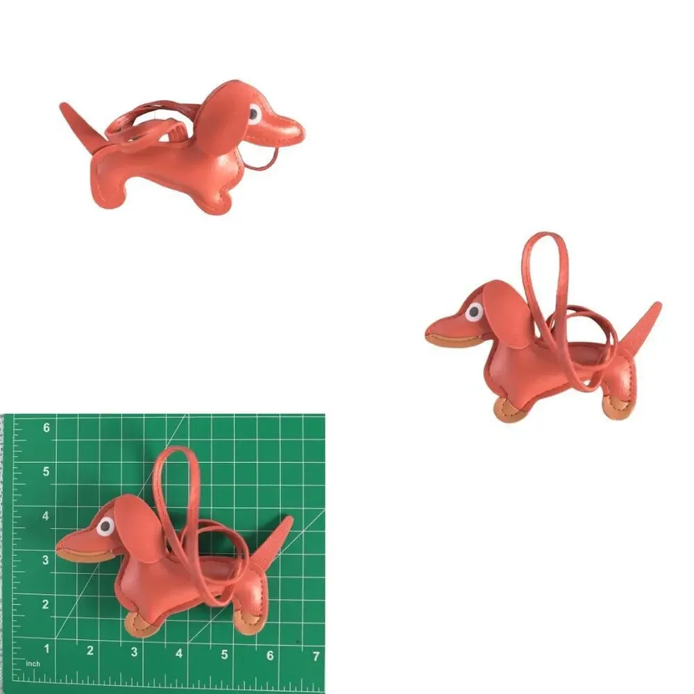 Dachshund Bag Charm Keychain Faux Leather Dog Mom Y2K Cottagecore Orange NWOT